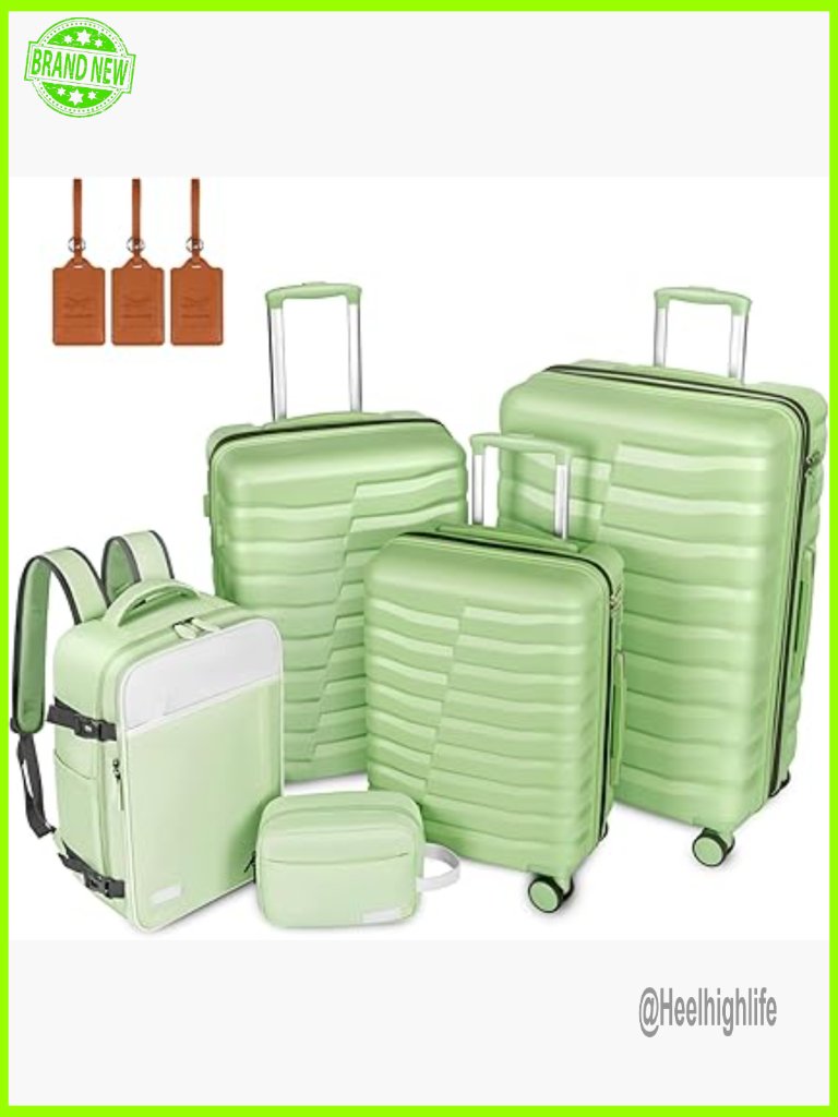 5-Piece Abs+Pc Hard Shell Luggage Set With Backpack & Toiletry Bag